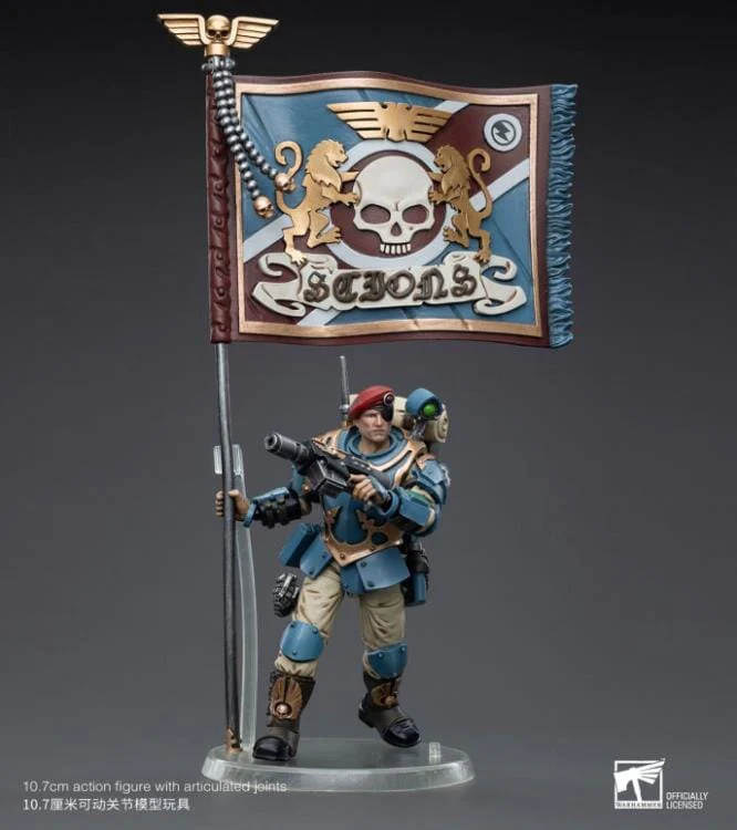 Warhammer 40k Astra Militarum Tempestus Scions Command Squad 55th Kappic Eagles Banner Bearer 1/18 Scale Figure - Image 5