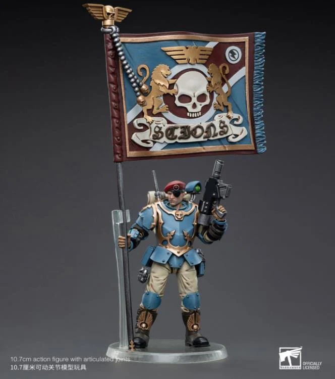 Warhammer 40k Astra Militarum Tempestus Scions Command Squad 55th Kappic Eagles Banner Bearer 1/18 Scale Figure - Image 6