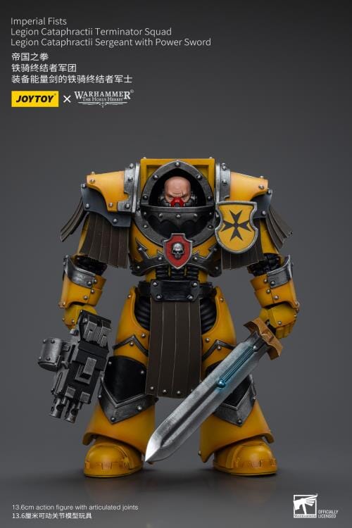 Warhammer 40K Imperial Fists Legion Cataphractii Terminator Squad Legion Cataphractii Sergeant with Power Sword 1/18 Scale Figure - Image 2