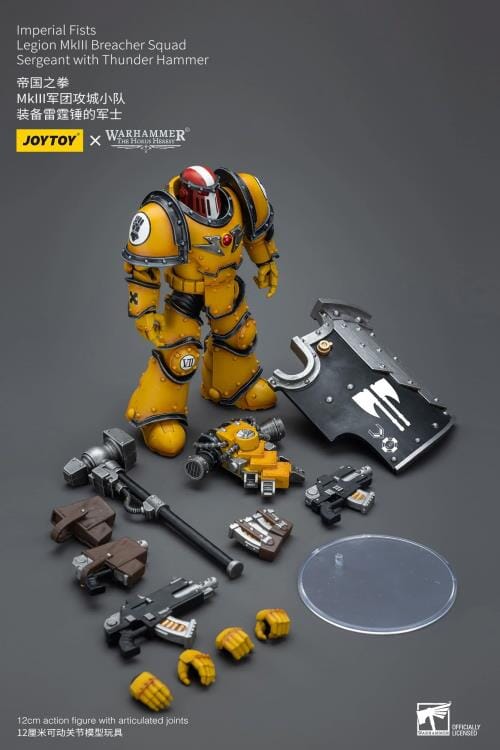 Warhammer 40k Imperial Fists Legion MkIII Breacher Squad Sergeant with Thunder Hammer 1/18 Scale Figure - Image 9