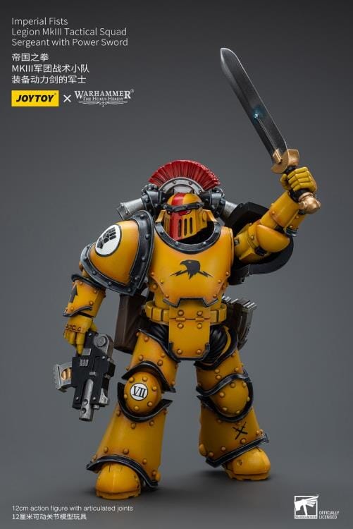 Warhammer 40k Imperial Fists Legion MkIII Tactical Squad Sergeant with Power Sword 1/18 Scale Figure - Image 7
