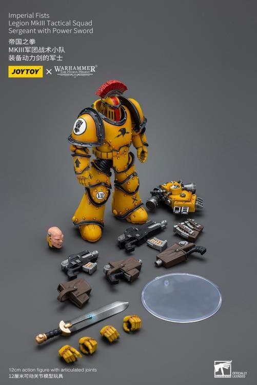 Warhammer 40k Imperial Fists Legion MkIII Tactical Squad Sergeant with Power Sword 1/18 Scale Figure - Image 9