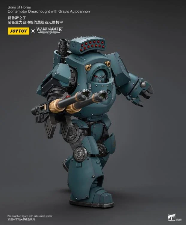 Warhammer 40k Sons of Horus Contemptor Dreadnought with Gravis Autocannon 1/18 Scale Figure - Image 7