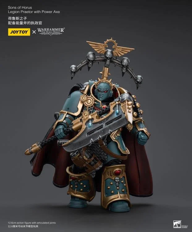 Warhammer 40k Sons of Horus Legion Praetor with Power Axe 1/18 Scale Figure - Image 2