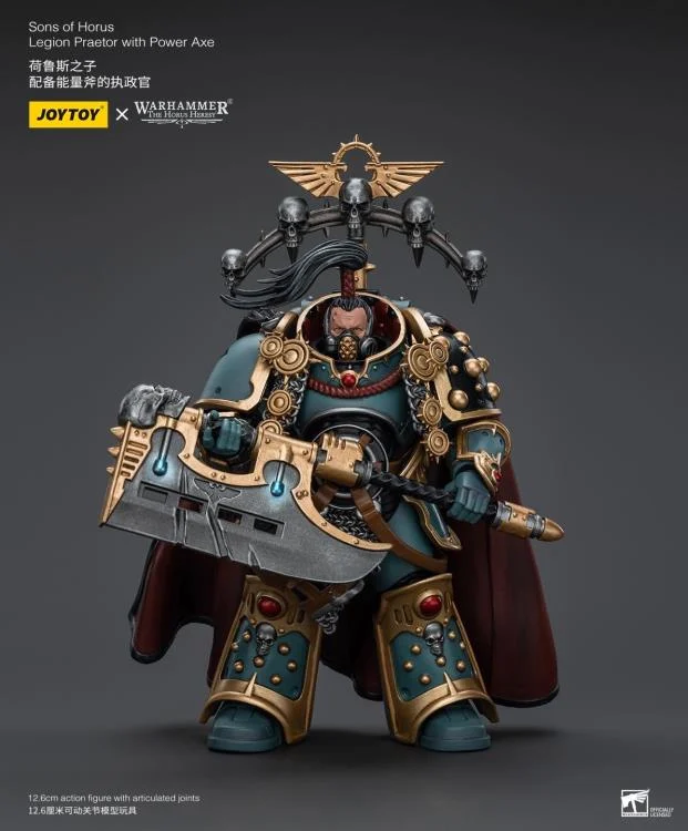 Warhammer 40k Sons of Horus Legion Praetor with Power Axe 1/18 Scale Figure - Image 7