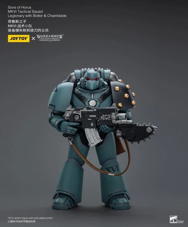 Warhammer 40k Sons of Horus MKVI Tactical Squad Legionary with Bolter & Chainblade 1/18 Scale Figure - Image 3