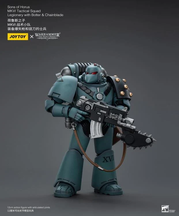 Warhammer 40k Sons of Horus MKVI Tactical Squad Legionary with Bolter & Chainblade 1/18 Scale Figure - Image 4