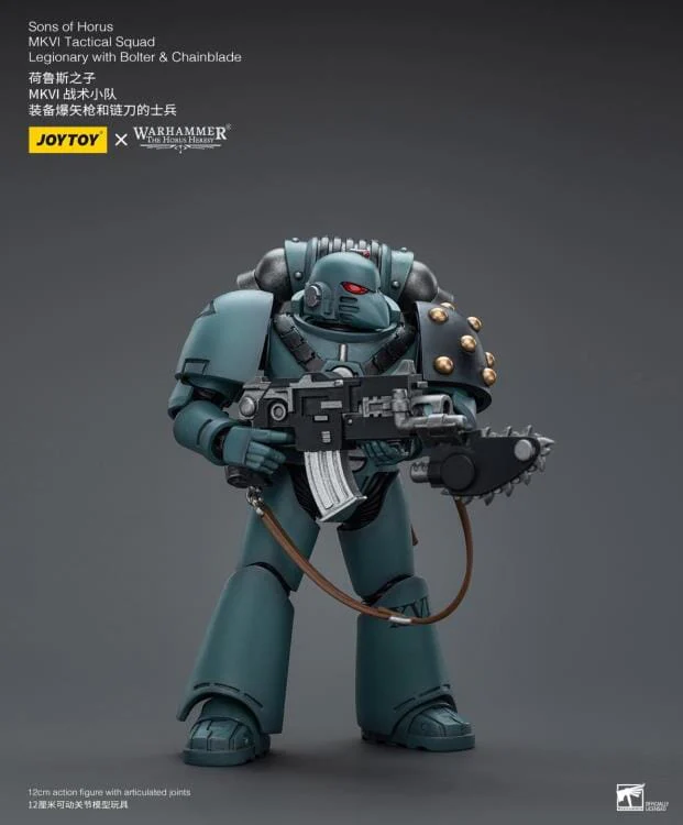 Warhammer 40k Sons of Horus MKVI Tactical Squad Legionary with Bolter & Chainblade 1/18 Scale Figure - Image 6