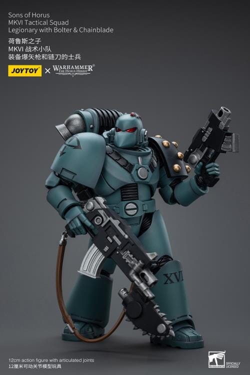 Warhammer 40k Sons of Horus MKVI Tactical Squad Legionary with Bolter & Chainblade 1/18 Scale Figure - Image 7