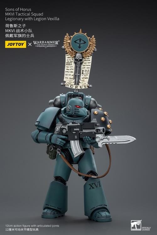 Warhammer 40k Sons of Horus MKVI Tactical Squad Legionary with Legion Vexilla 1/18 Scale Figure - Image 10