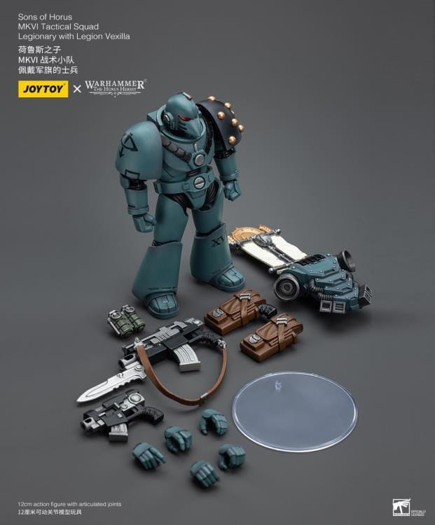 Warhammer 40k Sons of Horus MKVI Tactical Squad Legionary with Legion Vexilla 1/18 Scale Figure - Image 11