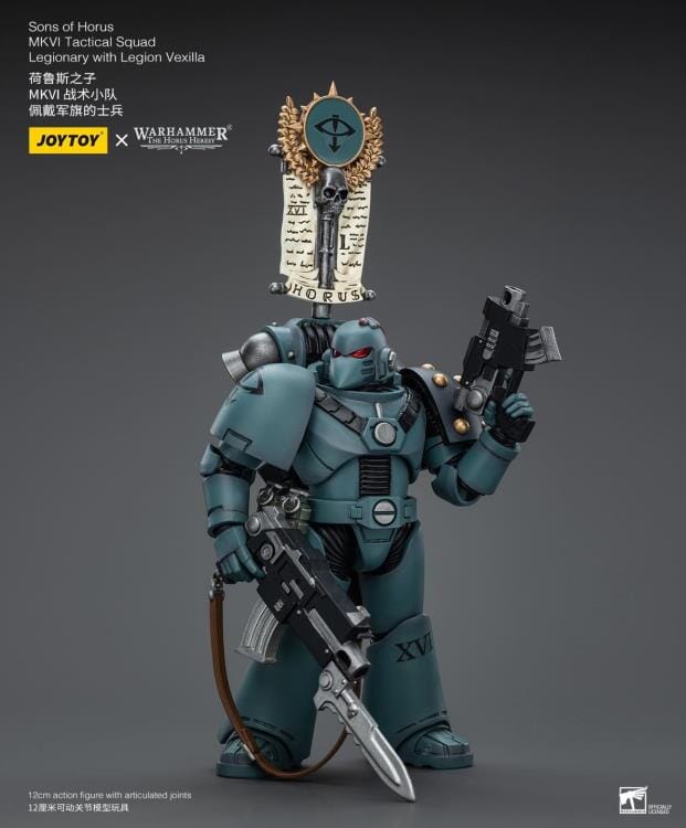 Warhammer 40k Sons of Horus MKVI Tactical Squad Legionary with Legion Vexilla 1/18 Scale Figure - Image 2