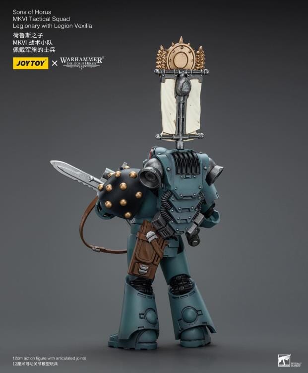 Warhammer 40k Sons of Horus MKVI Tactical Squad Legionary with Legion Vexilla 1/18 Scale Figure - Image 5