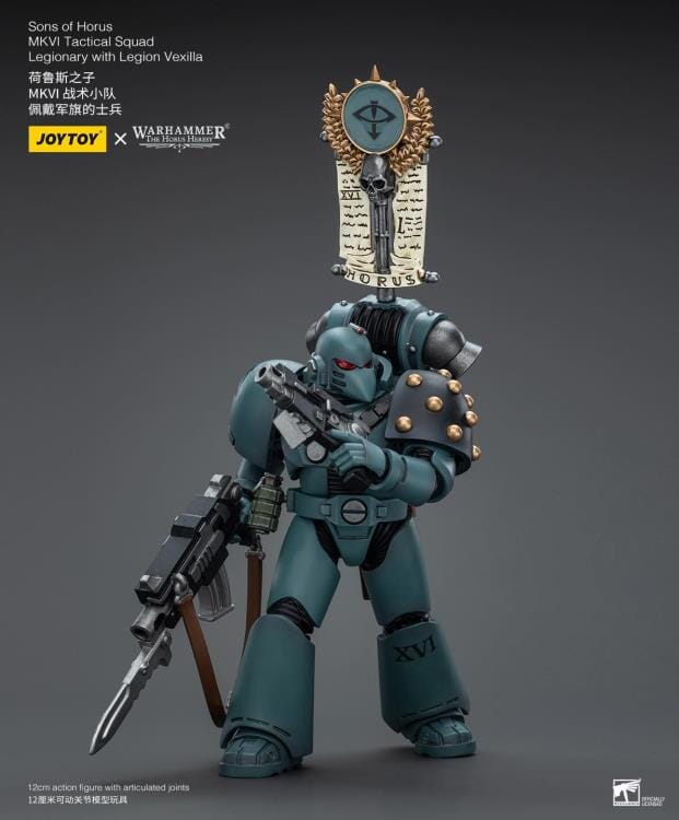 Warhammer 40k Sons of Horus MKVI Tactical Squad Legionary with Legion Vexilla 1/18 Scale Figure - Image 6
