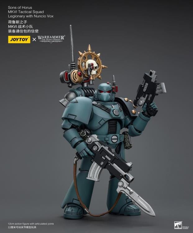 Warhammer 40k Sons of Horus MKVI Tactical Squad Legionary with Nuncio Vox 1/18 Scale Figure - Image 2