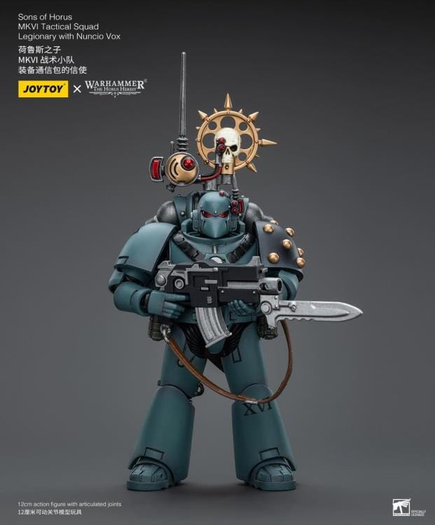 Warhammer 40k Sons of Horus MKVI Tactical Squad Legionary with Nuncio Vox 1/18 Scale Figure - Image 3