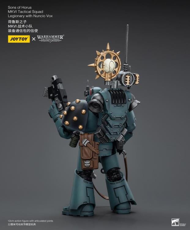 Warhammer 40k Sons of Horus MKVI Tactical Squad Legionary with Nuncio Vox 1/18 Scale Figure - Image 4