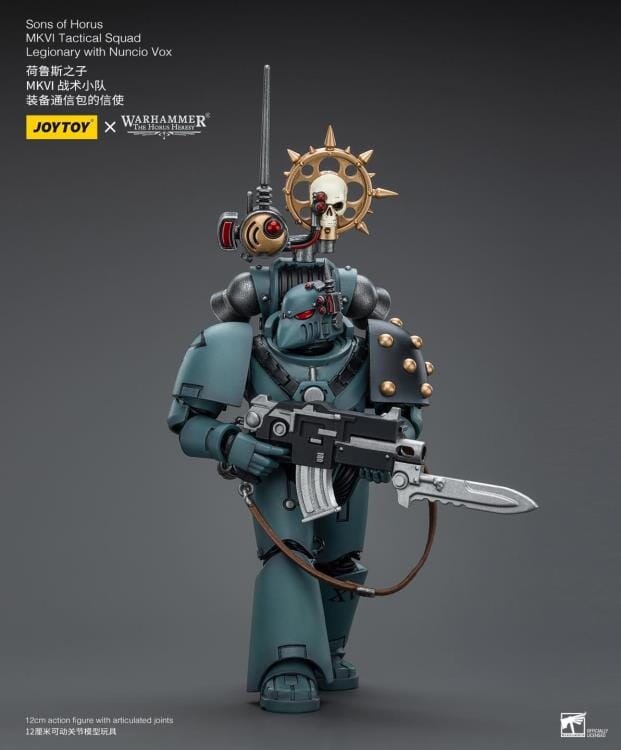 Warhammer 40k Sons of Horus MKVI Tactical Squad Legionary with Nuncio Vox 1/18 Scale Figure - Image 6