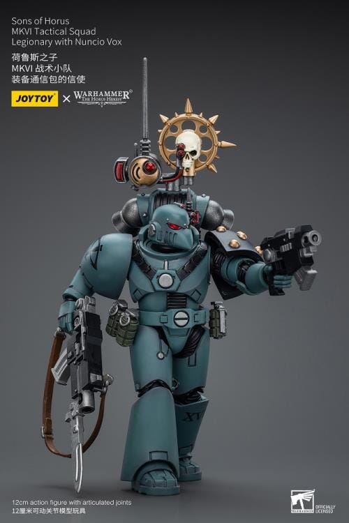 Warhammer 40k Sons of Horus MKVI Tactical Squad Legionary with Nuncio Vox 1/18 Scale Figure - Image 7