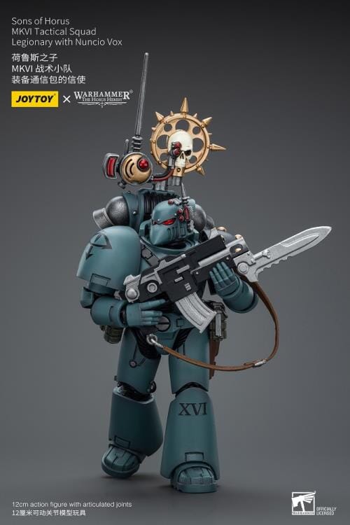 Warhammer 40k Sons of Horus MKVI Tactical Squad Legionary with Nuncio Vox 1/18 Scale Figure - Image 8