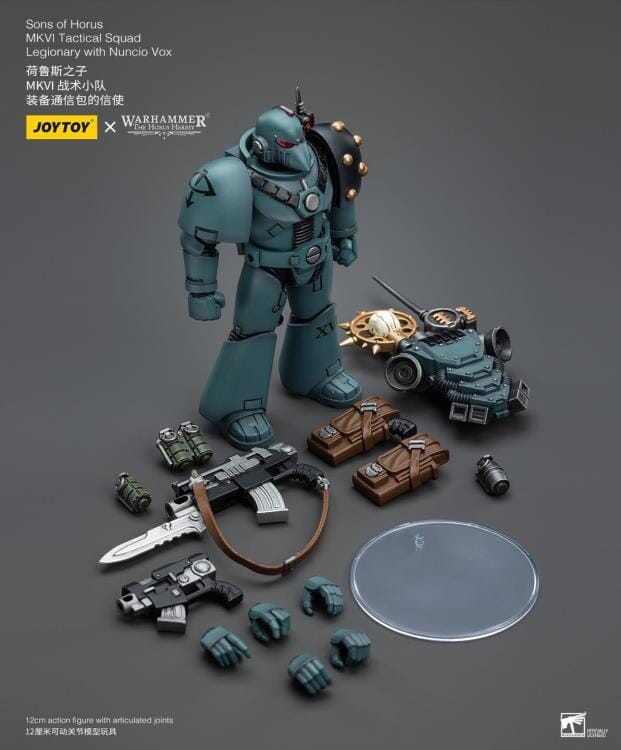 Warhammer 40k Sons of Horus MKVI Tactical Squad Legionary with Nuncio Vox 1/18 Scale Figure - Image 9