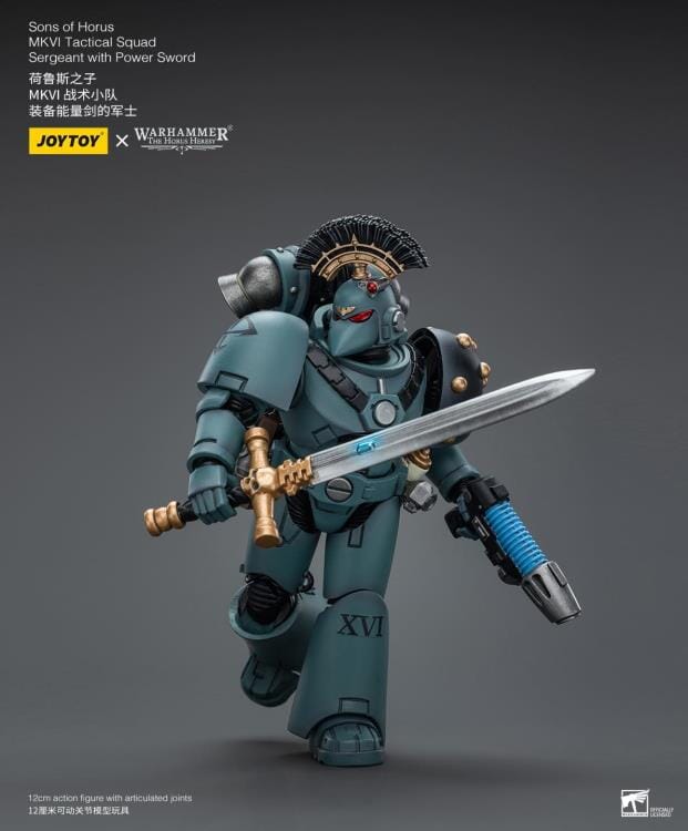 Warhammer 40k Sons of Horus MKVI Tactical Squad Sergeant with Power Sword 1/18 Scale Figure - Image 2