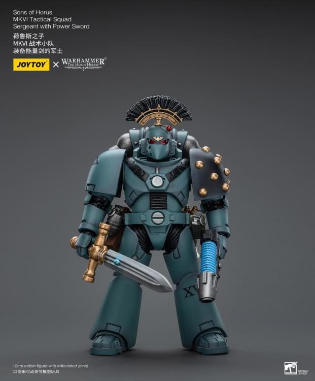 Warhammer 40k Sons of Horus MKVI Tactical Squad Sergeant with Power Sword 1/18 Scale Figure - Image 3