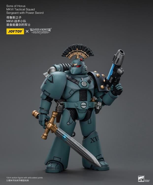 Warhammer 40k Sons of Horus MKVI Tactical Squad Sergeant with Power Sword 1/18 Scale Figure - Image 4