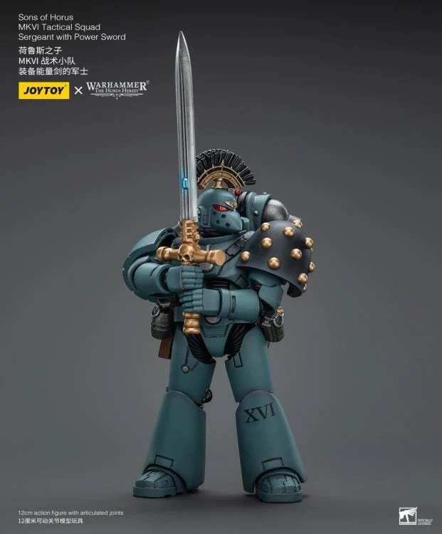 Warhammer 40k Sons of Horus MKVI Tactical Squad Sergeant with Power Sword 1/18 Scale Figure - Image 6