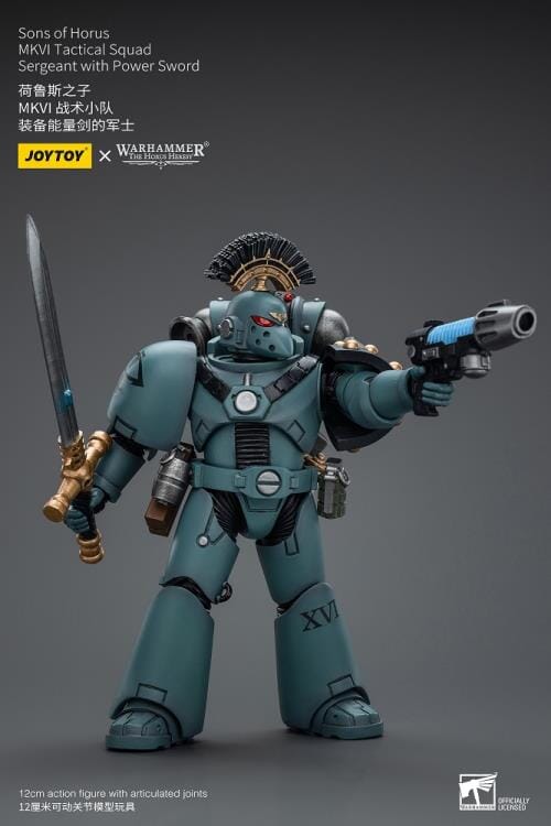 Warhammer 40k Sons of Horus MKVI Tactical Squad Sergeant with Power Sword 1/18 Scale Figure - Image 7