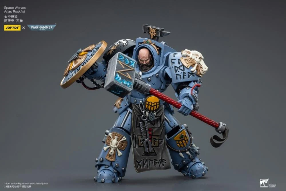 Warhammer 40K Space Wolves Arjac Rockfist 1/18 Scale Figure - Image 8