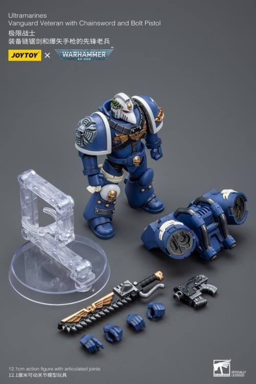 Warhammer 40k Ultramarines Vanguard Veteran with Chainsword & Bolt Pistol 1/18 Scale Figure - Image 10