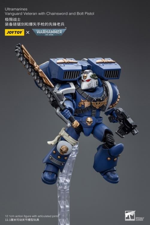 Warhammer 40k Ultramarines Vanguard Veteran with Chainsword & Bolt Pistol 1/18 Scale Figure - Image 9