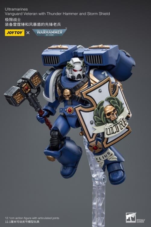 Warhammer 40k Ultramarines Vanguard Veteran with Thunder Hammer & Storm Shield 1/18 Scale Figure - Image 7
