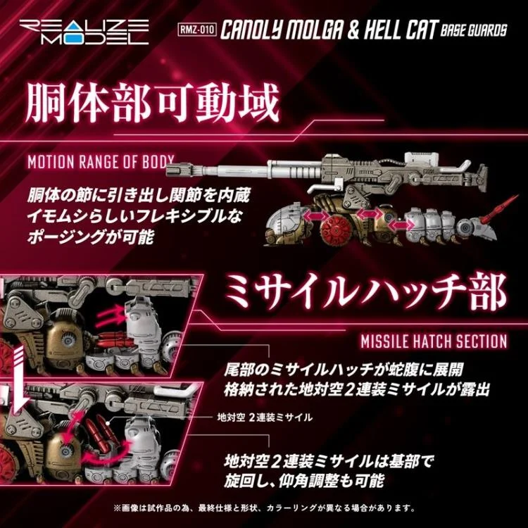 Zoids Realize Model RMZ-010 Canoly Molga & Hell Cat 1/100 Scale Model Kit - Image 5